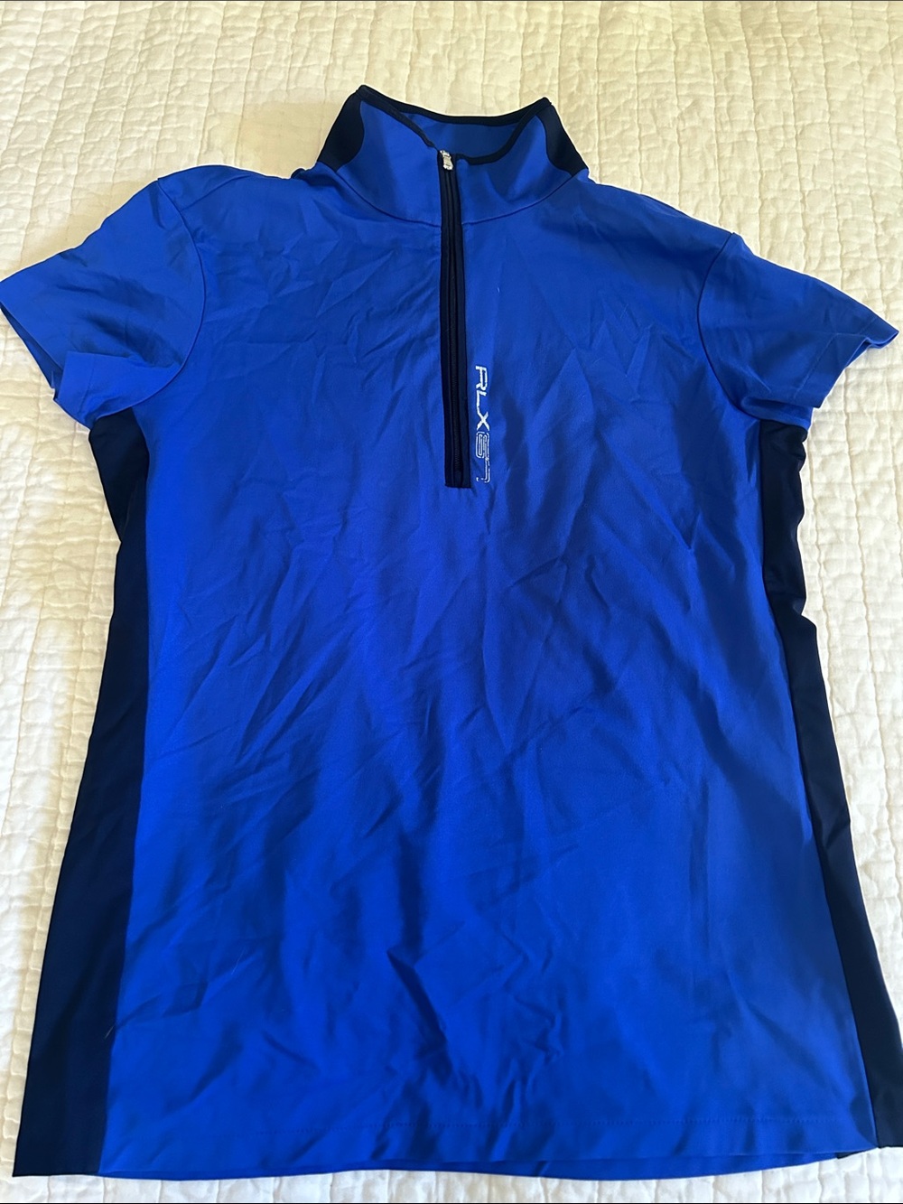 RLX Ralph Lauren Blue Short-Sleeve Half-Zip Athletic Top